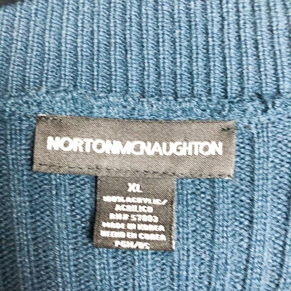 Norton Mcnaughton Fair Isle Retro Button Up Cardigan XL Blue Green Womens Collar - Picture 10 of 10